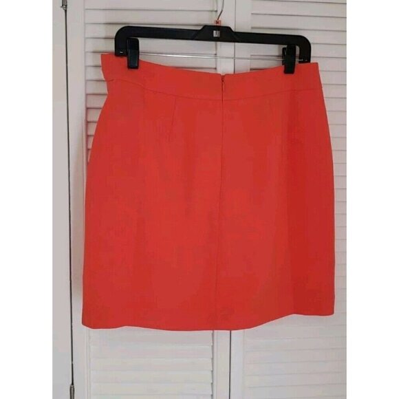 NEW BAR III TEXTURED CREPE DEEP TANGERINE PENCIL SKIRT SZ 10 - Picture 4 of 7